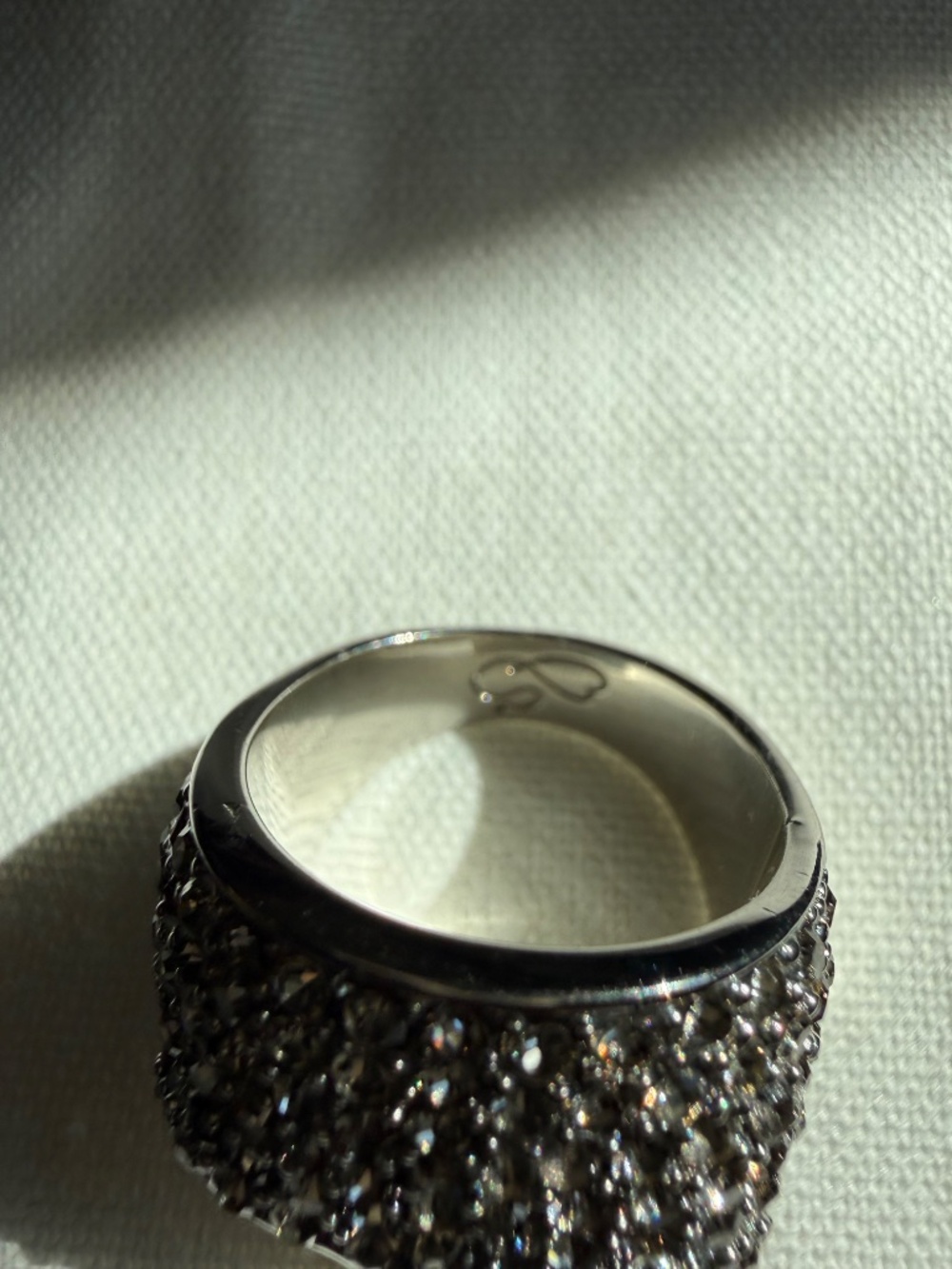 Swarovski Crystal Skull Pavé Statement Ring - Rare Gunmetal Tone Women's  Size 8 - Picture 7 of 12